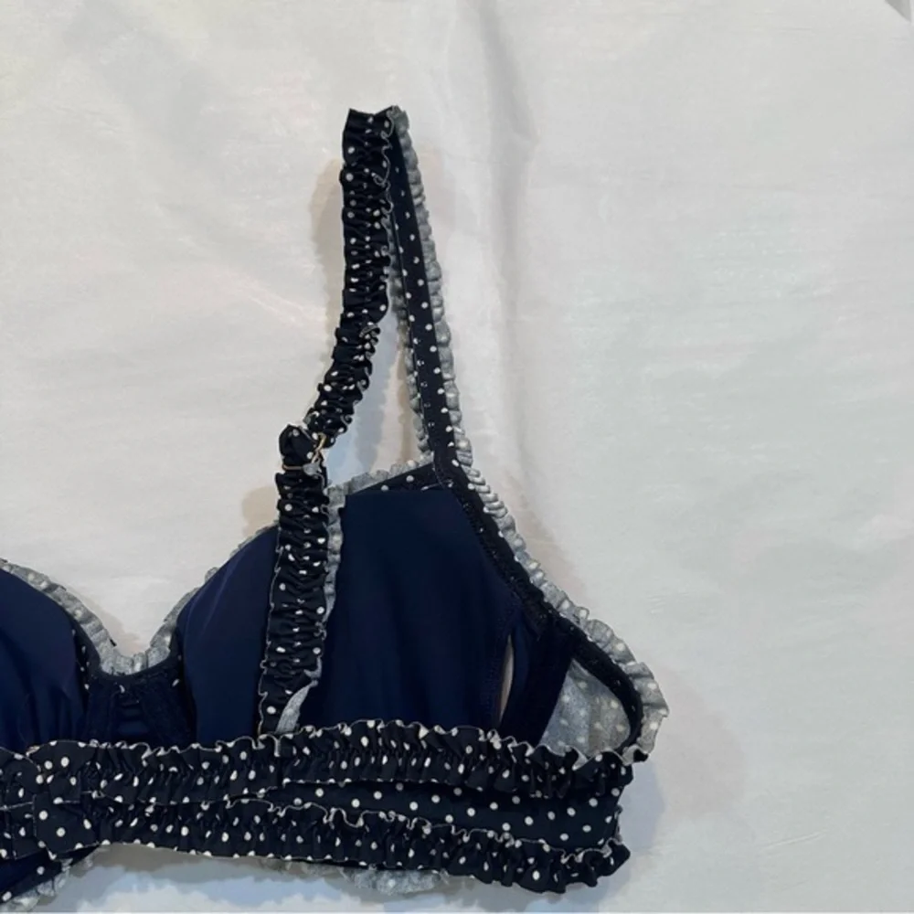 Tory Burch Polka Dot Underwire Bikini Swim Top Navy Blue Size‎ XS